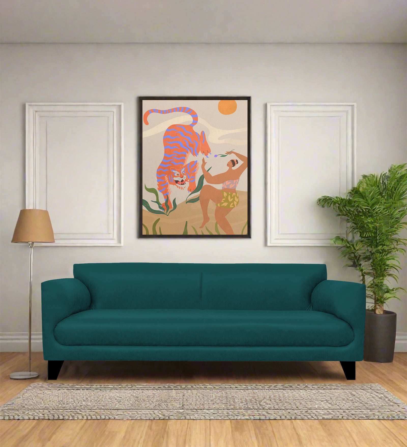 Convi Leatherette 3 Seater Sofa in Peakcock Blue Colour
