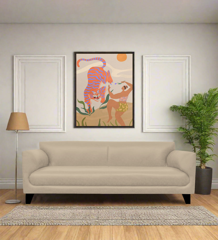 Convi 3 Seater Leatherette Sofa - Marble Beige by Febonic Living