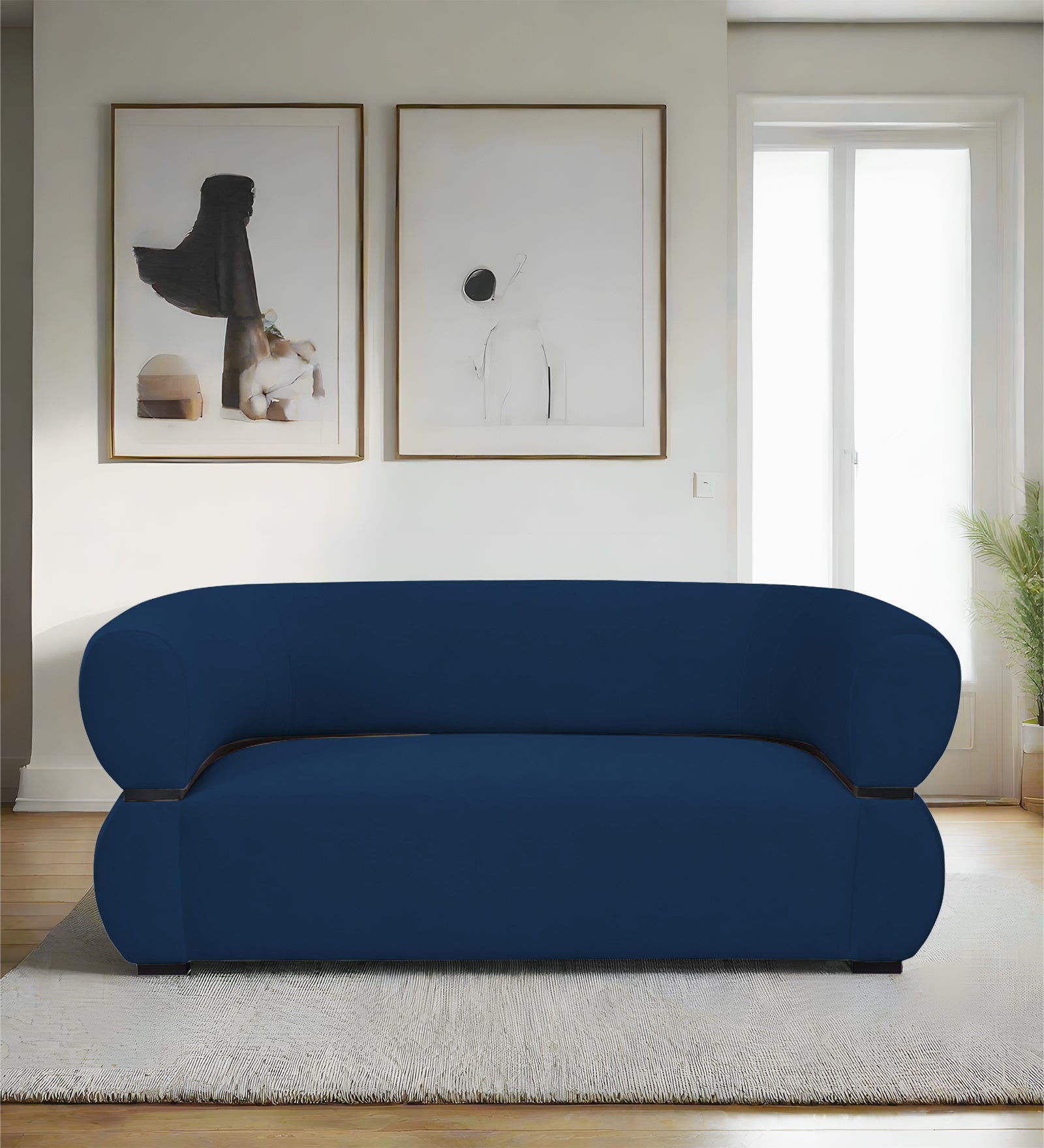 Kula Velvet 2 Seater Sofa In Imperial Blue Colour