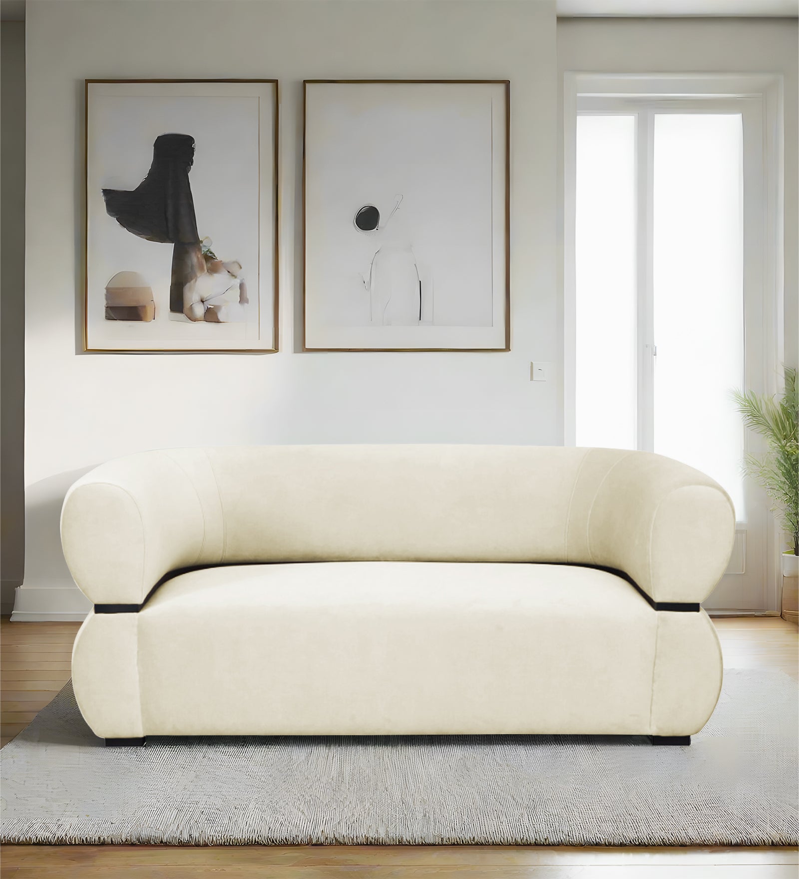 Kula Velvet 2 Seater Sofa In Warm white Colour