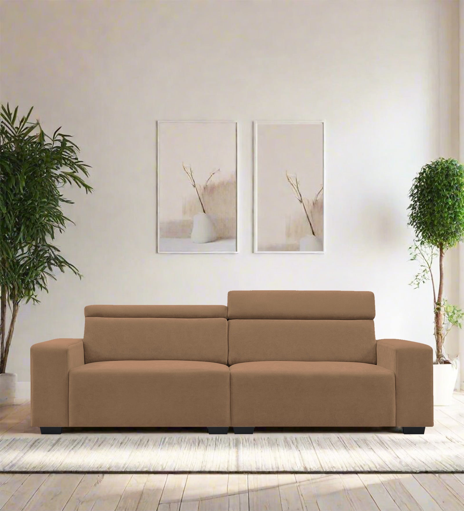 Hiro Fabric 3 Seater Sofa In Dusty peach Colour