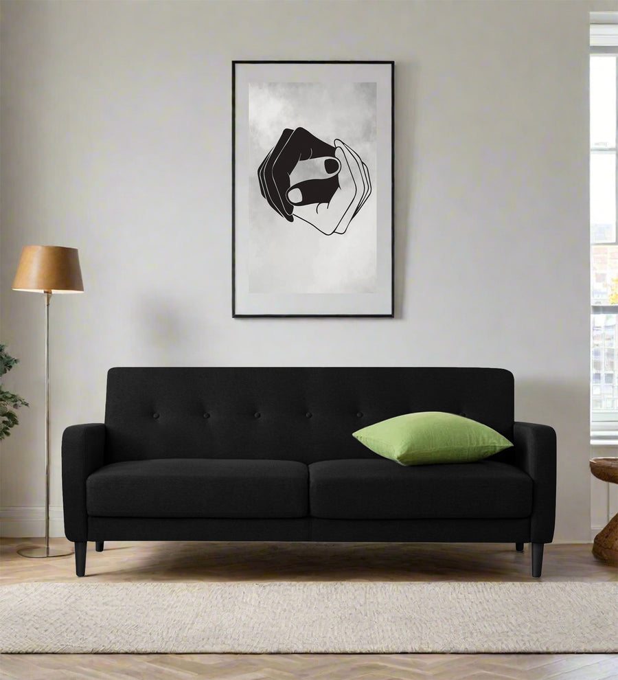 Marq 3 Seater Fabric Sofa - Zed Black by Febonic Living