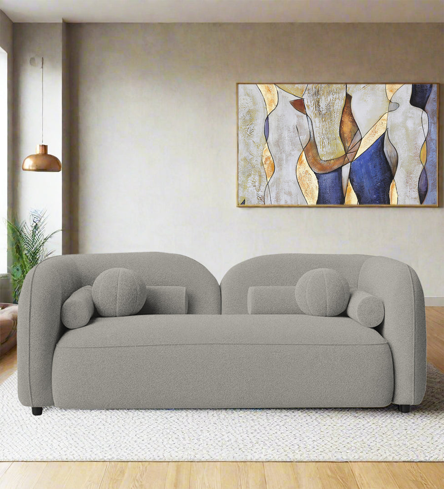 Corny  2 Seater Boucle Fabric Sofa - Fog Grey by Febonic Living