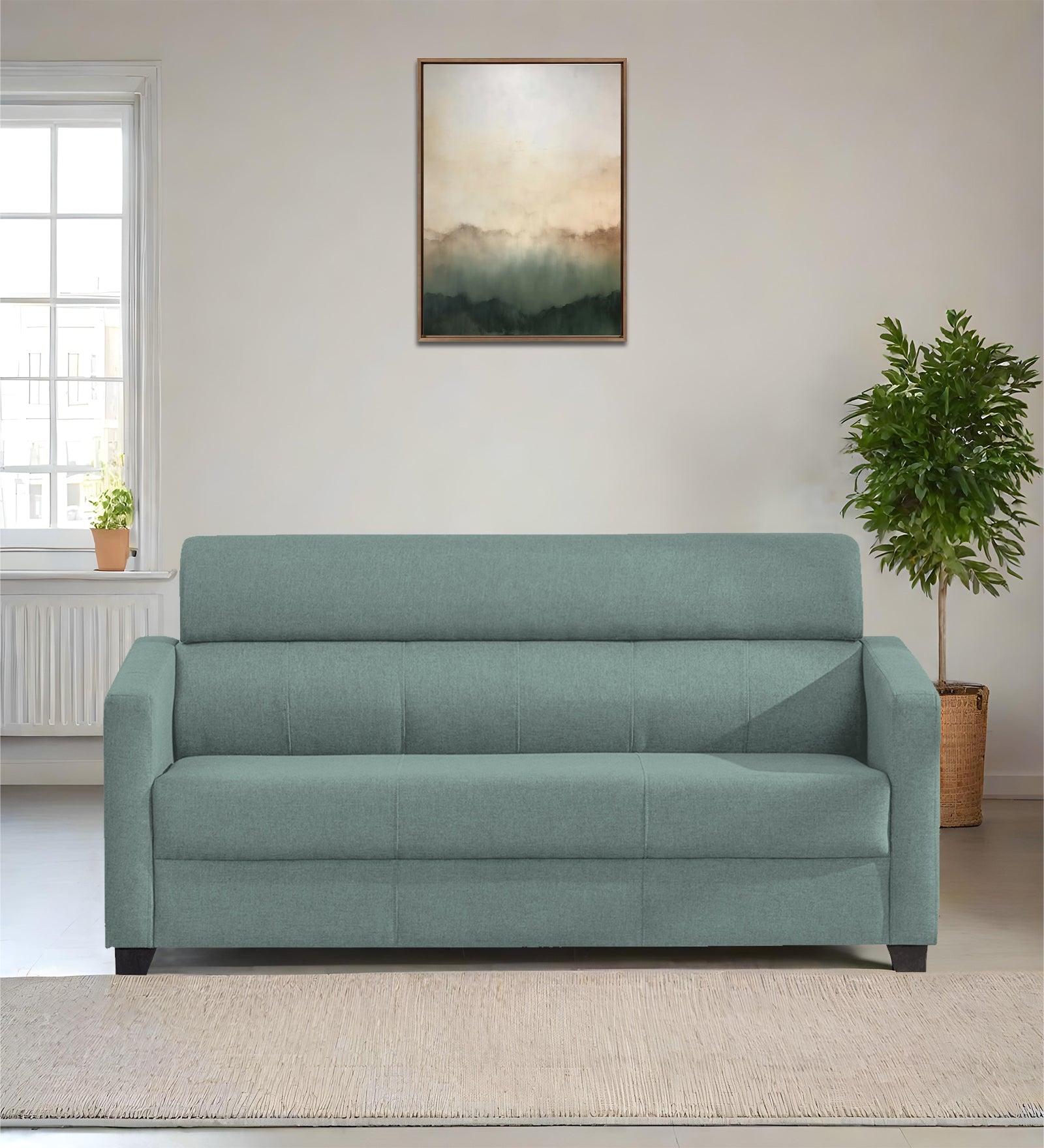 Devo Fabric 3 Seater Sofa in Suka Blue Colour