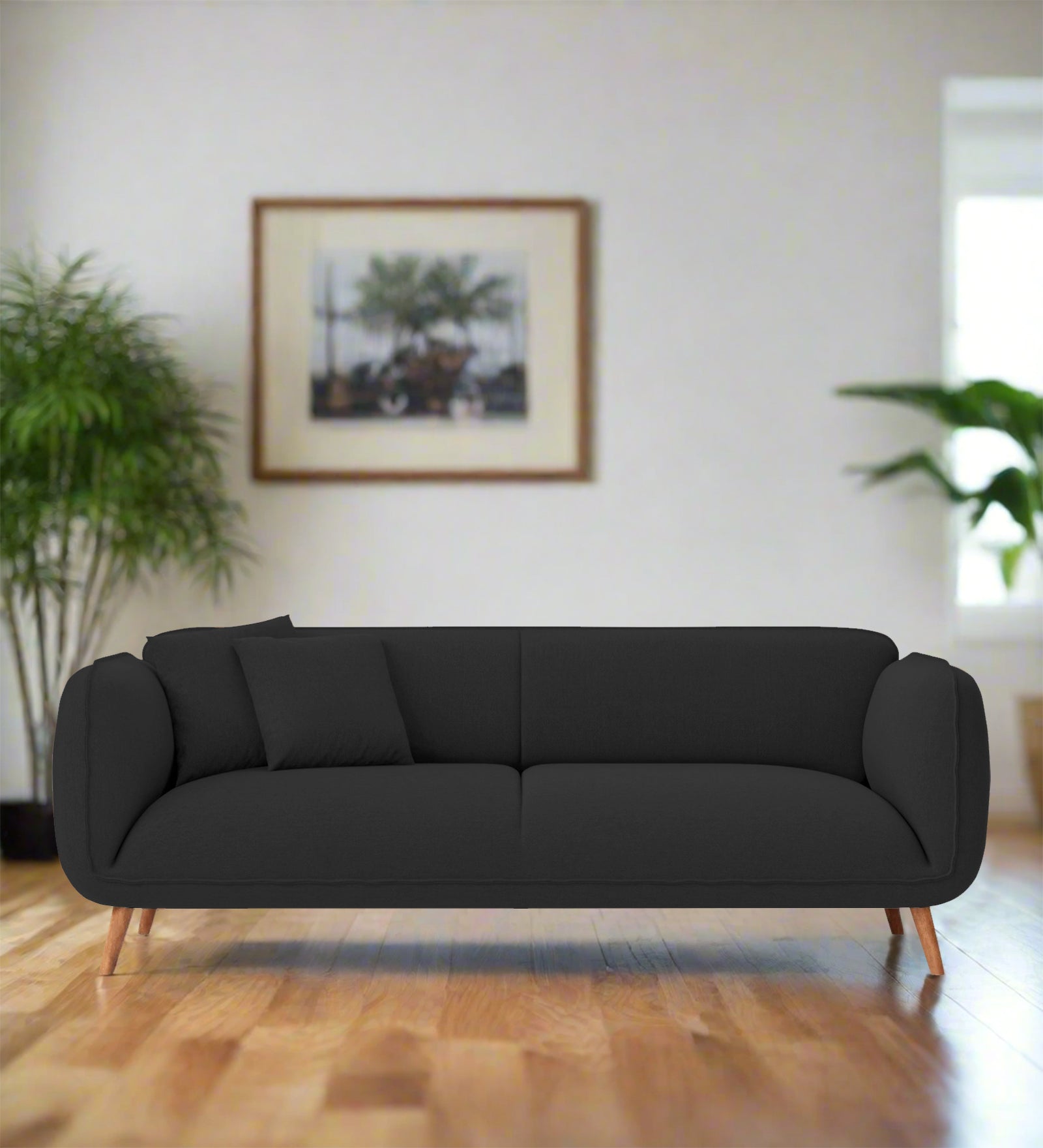Zia Fabric 3 Seater Sofa In Bitter Black Colour