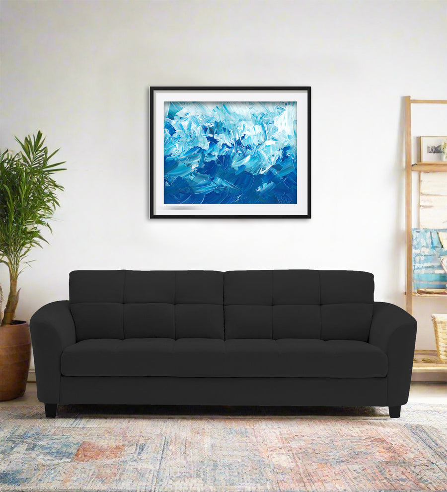 Mulan 3 Seater Fabric Sofa - Bitter Black by Febonic Living