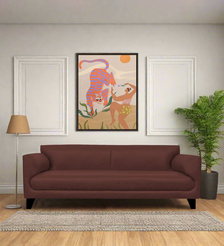 Convi 3 Seater Leatherette Sofa - Wine Brown by Febonic Living