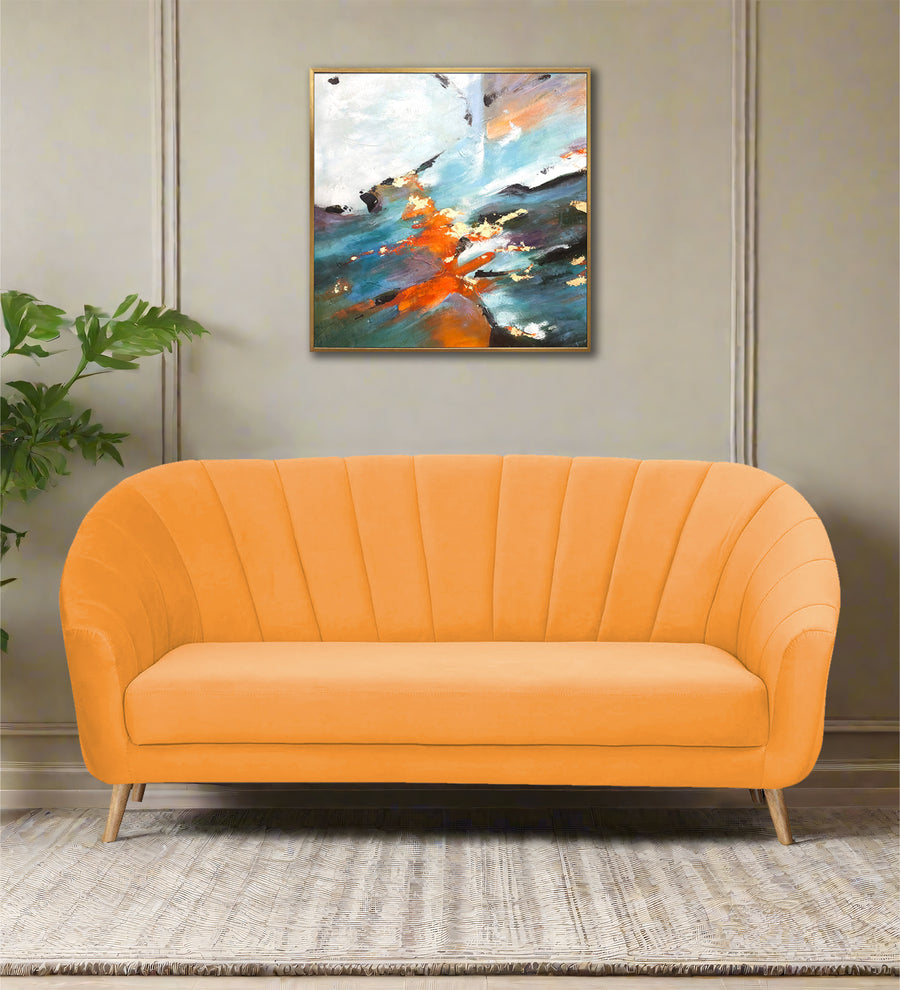Kaylee 3 Seater Velvet Sofa - Tangerine orange by Febonic Living