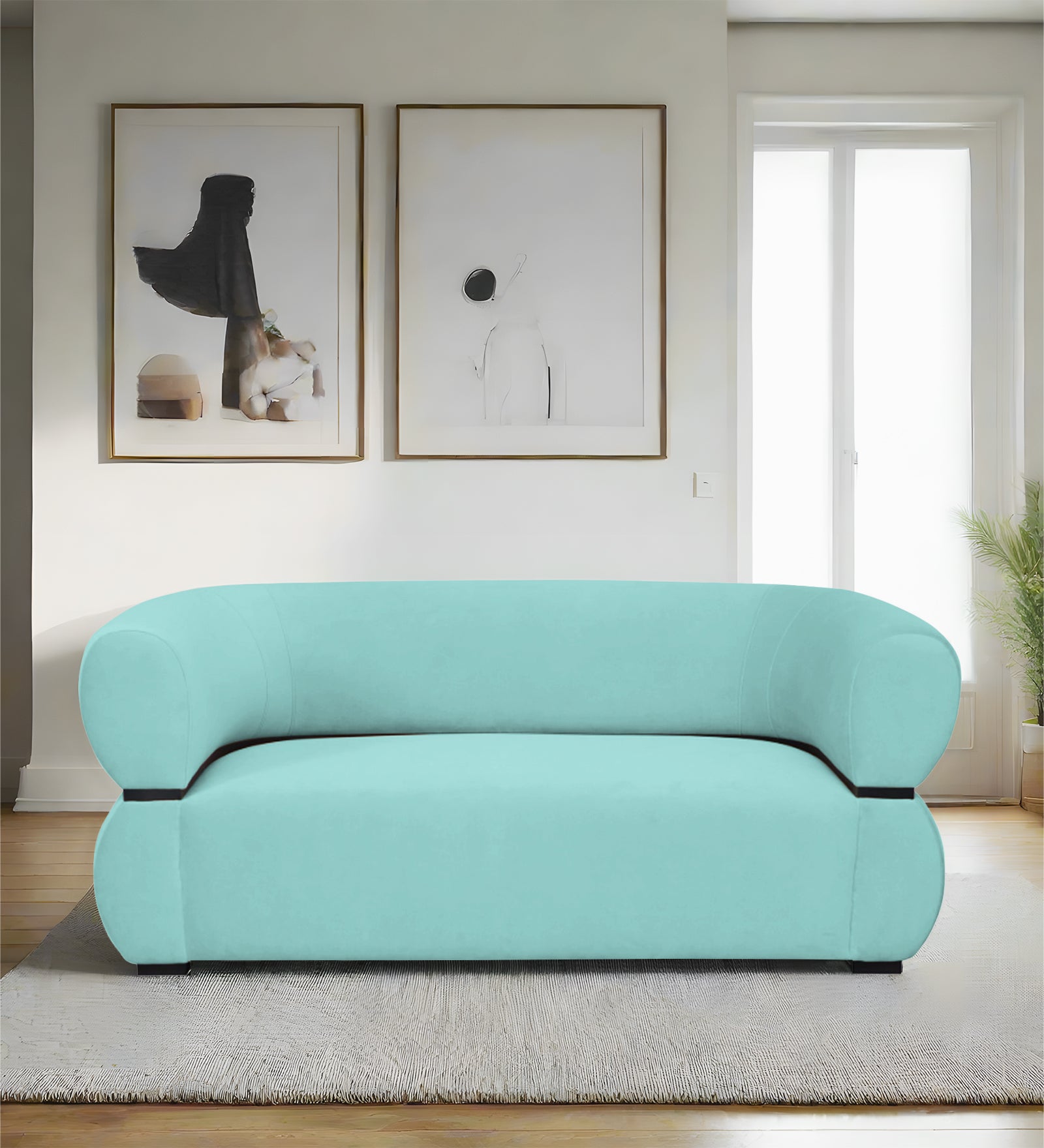 Kula Velvet 2 Seater Sofa In Barmunda Aqua Colour