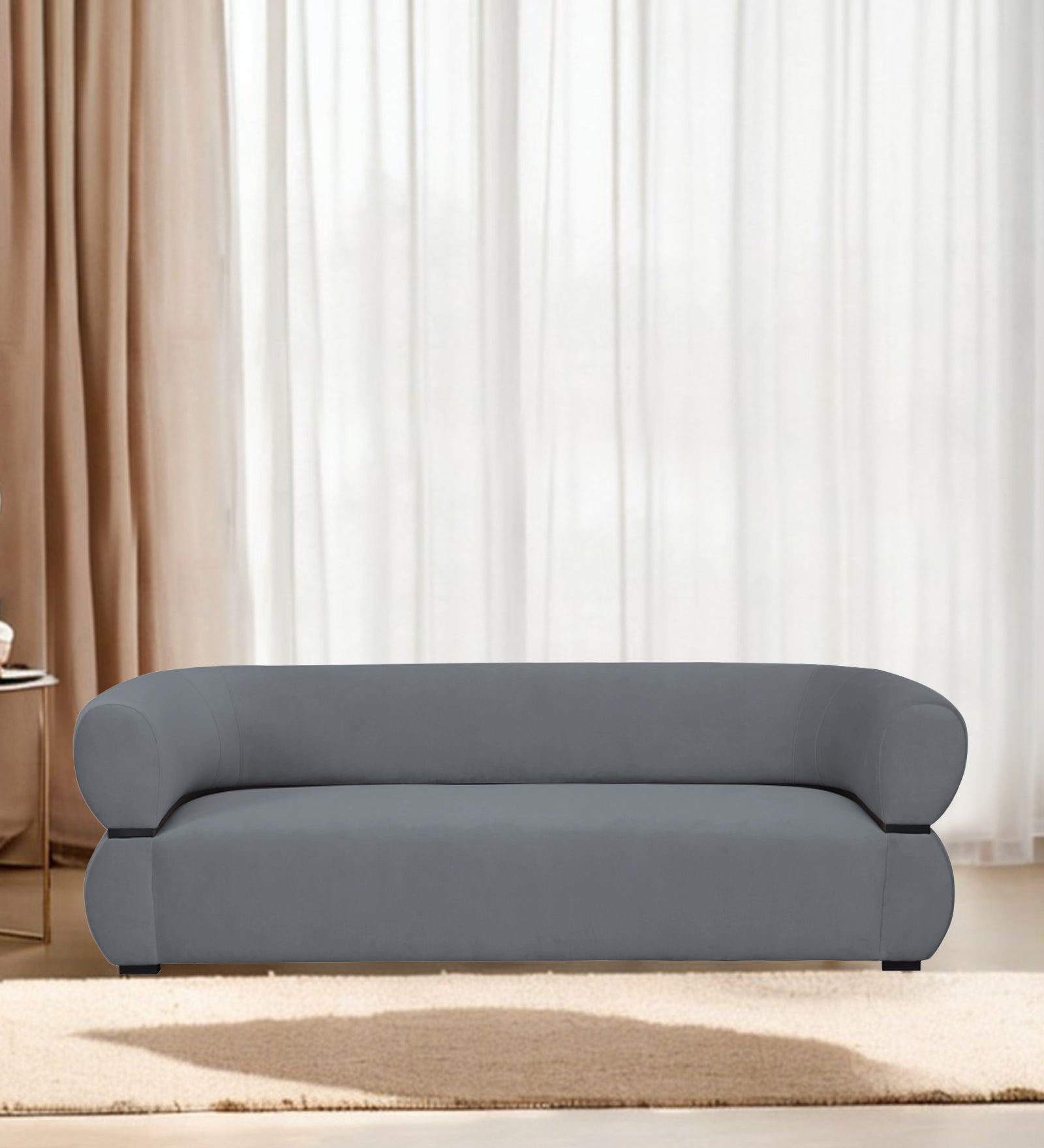 Kula Velvet 3 Seater Sofa In Pubble Grey Colour