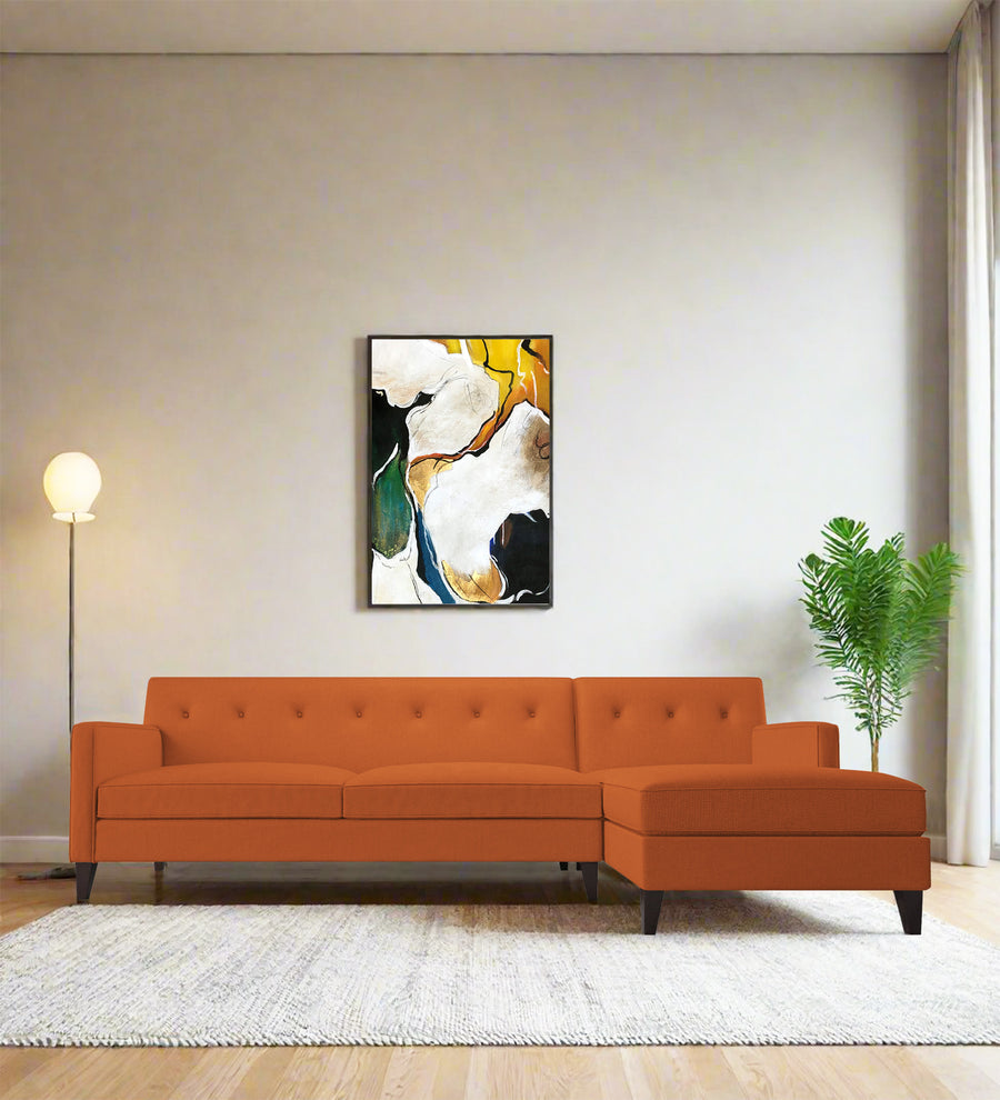 Miller  LHS  (3+Lounger) Fabric Sectional Sofa - Vivid Orange by Febonic Living