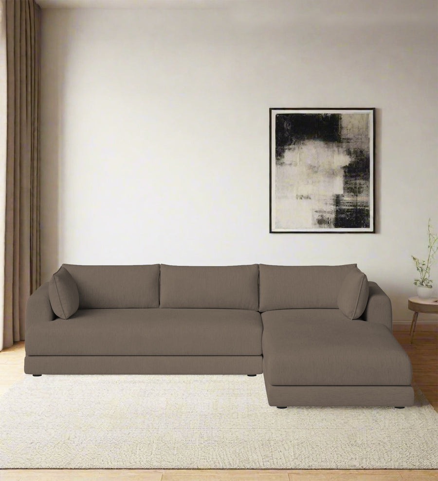 Ziggy  LHS  (3+Lounger) Fabric Sectional Sofa - Hazel Beige by Febonic Living