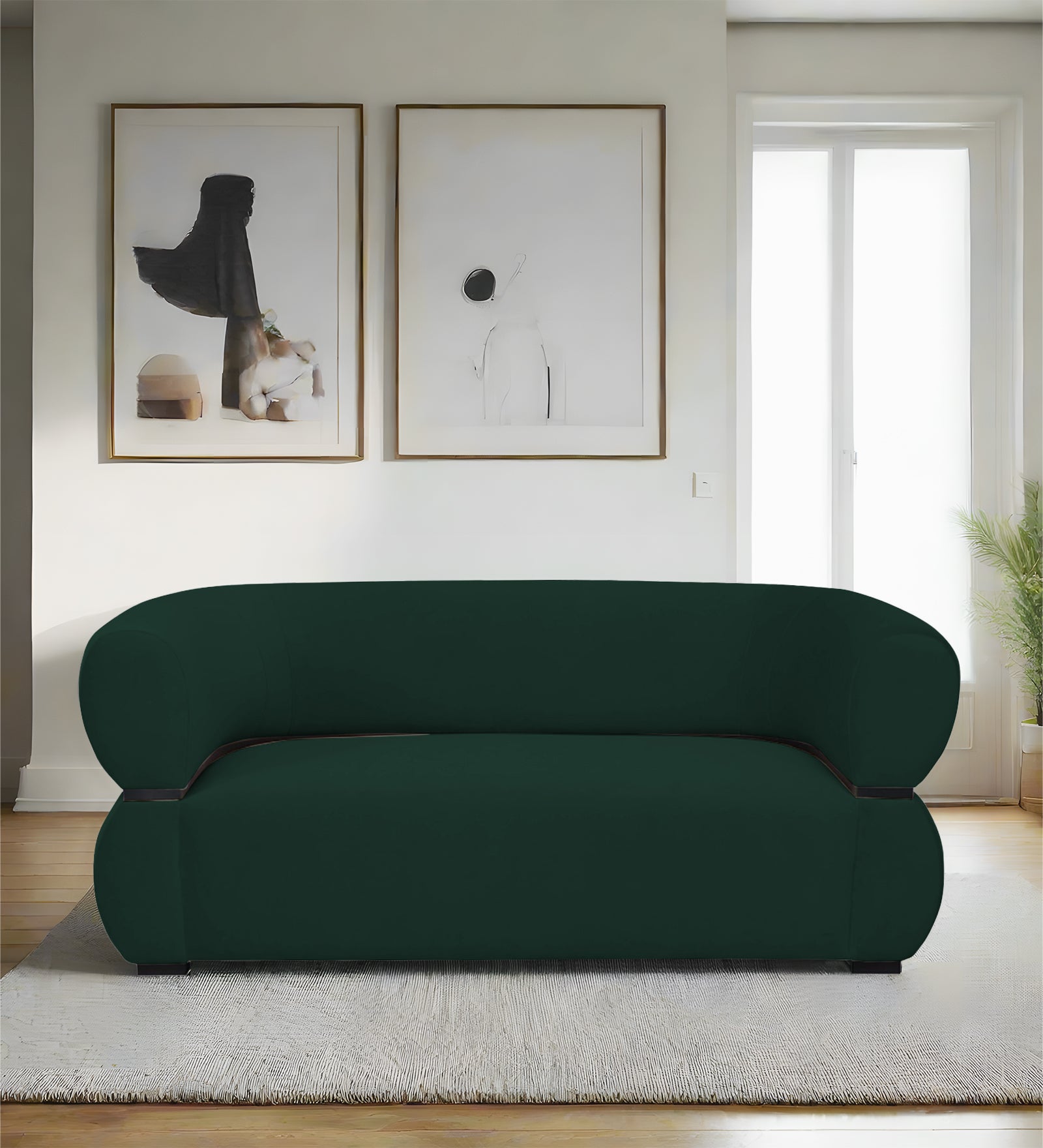 Kula Velvet 2 Seater Sofa In Forest Green Colour