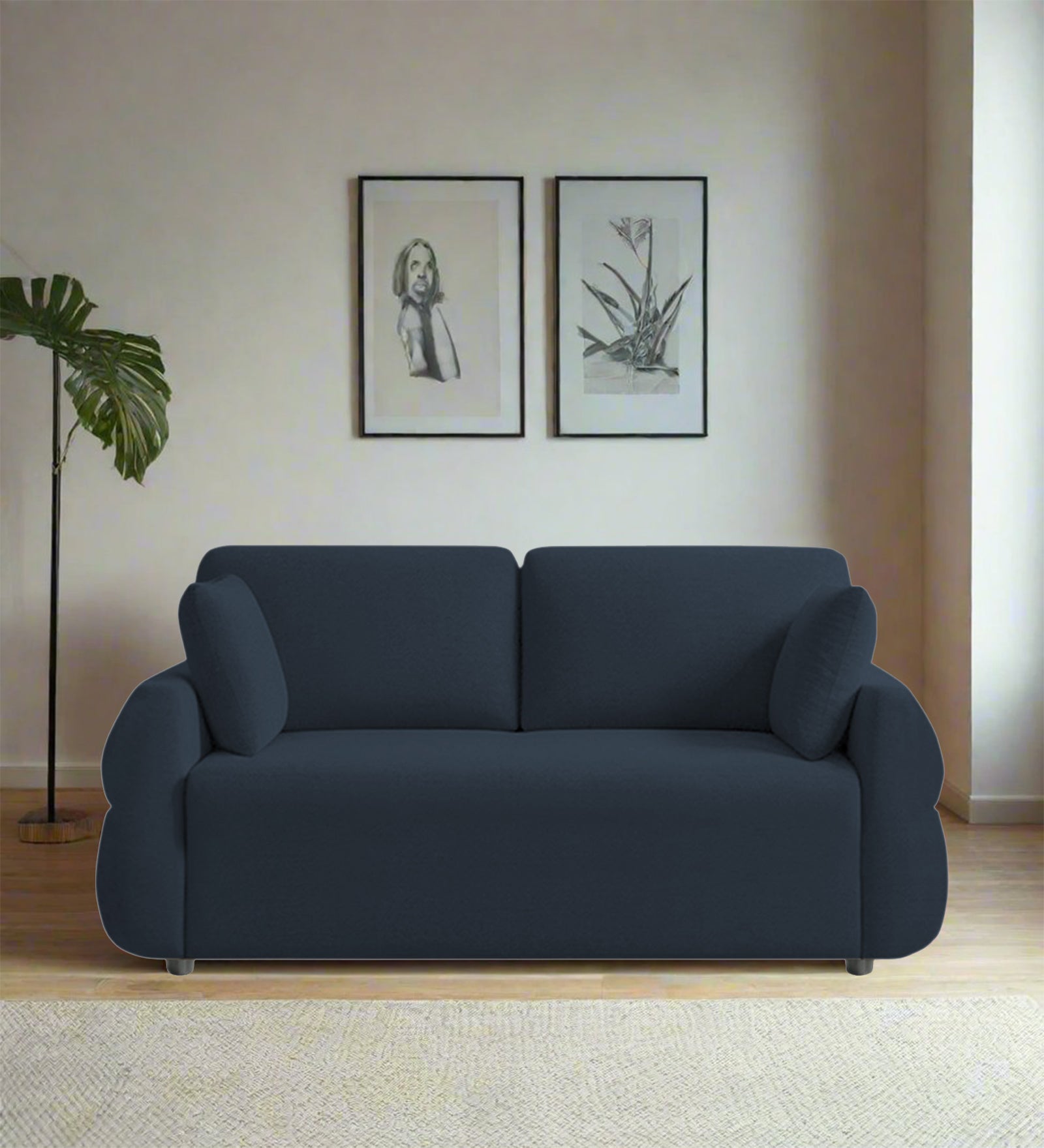 Jack Fabric 2 Seater Sofa In Denim Blue Colour