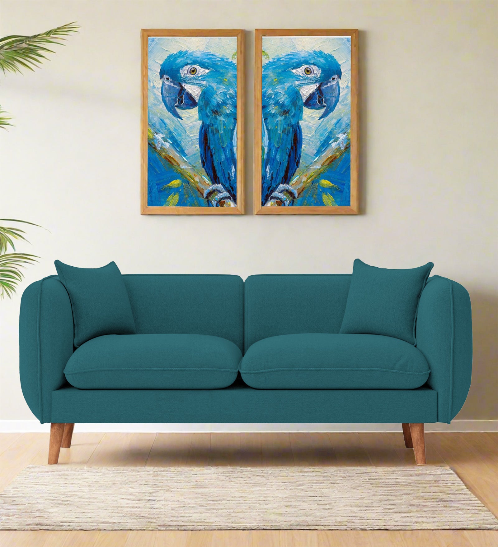 Reva Fabric 2 Seater Sofa In Water Blue Colour - Febonic Living