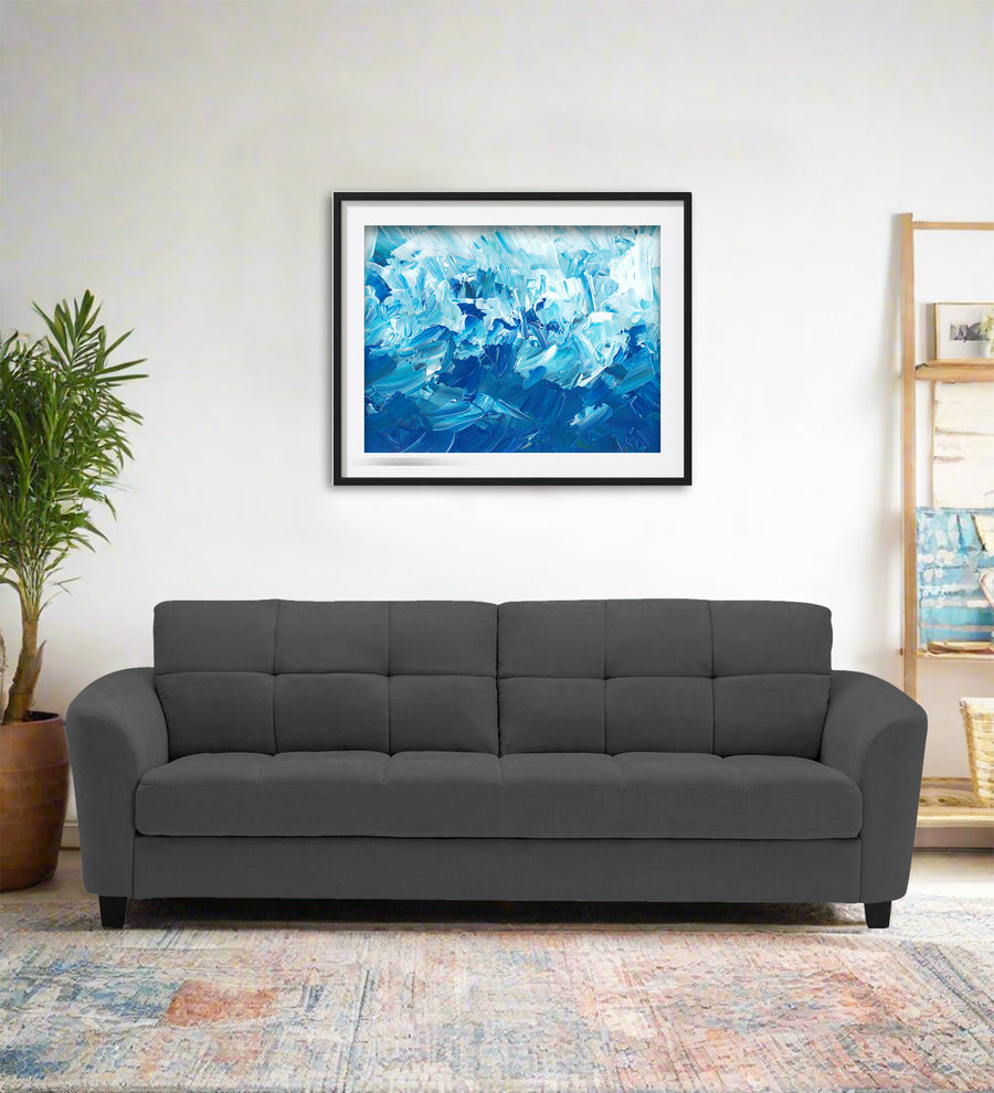 Mulan 3 Seater Fabric Sofa - Stone Grey by Febonic Living