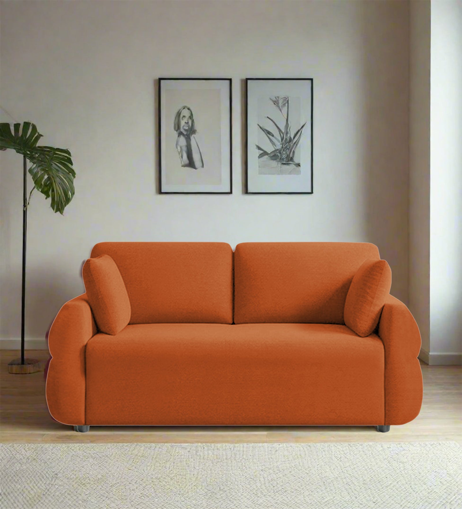 Jack Fabric 2 Seater Sofa In Vivid Orange Colour