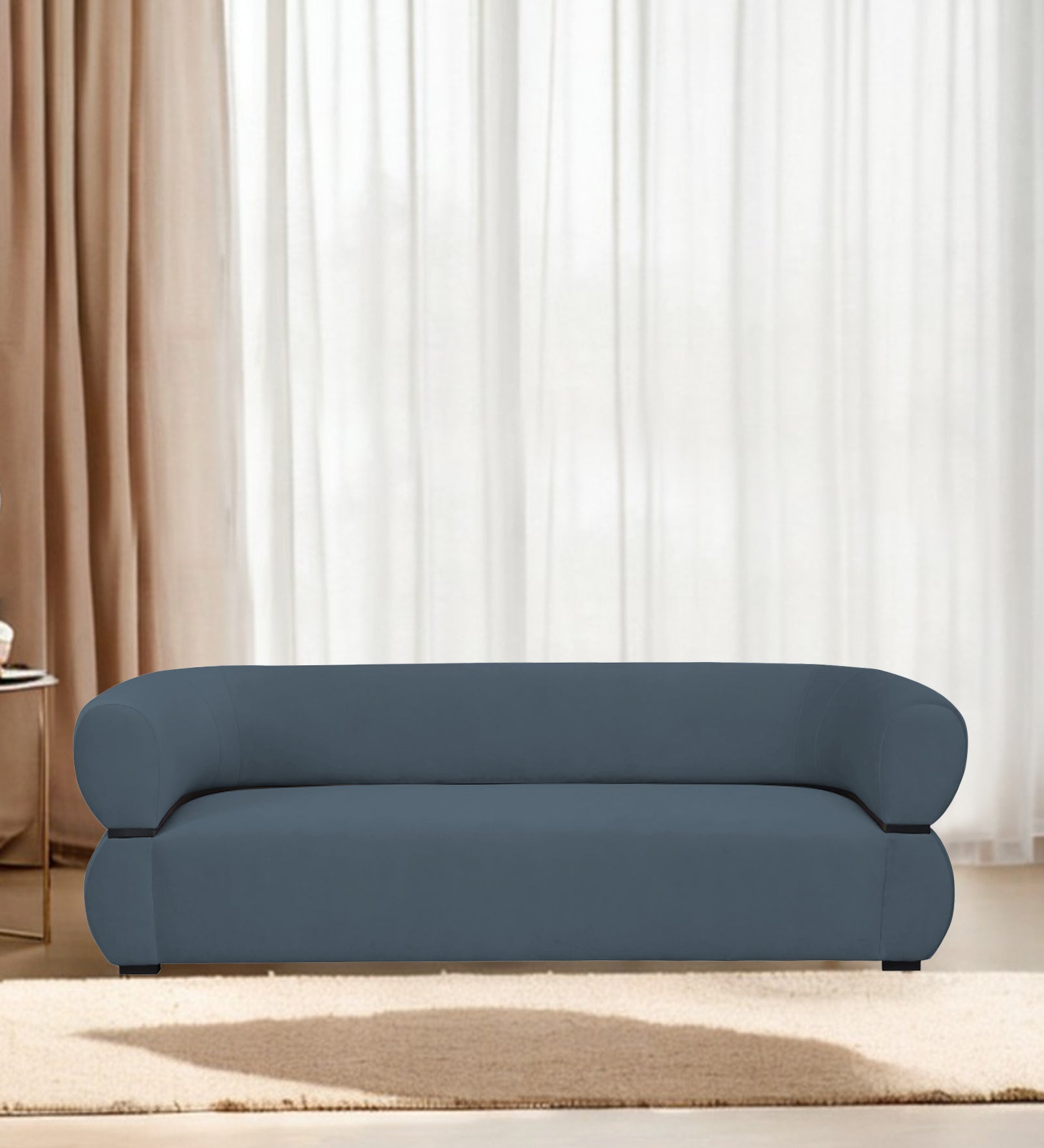 Kula Velvet 3 Seater Sofa In Oxford Blue Colour