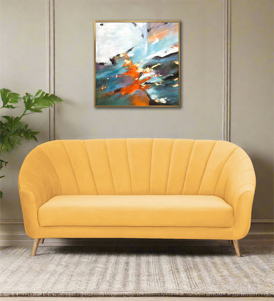Kaylee 3 Seater Velvet Sofa - Turmeric yellow by Febonic Living