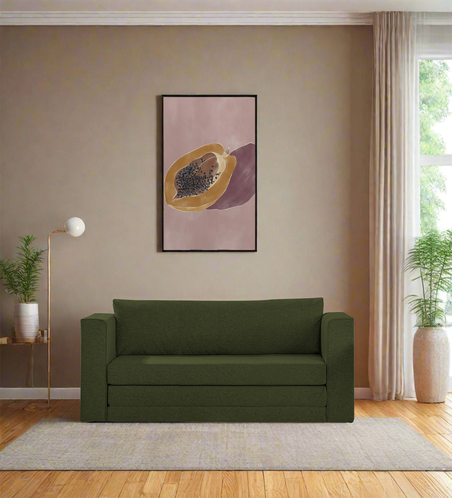 Kenia  3 Seater Foldable  Cum Bed Fabric Sofa - Olive Green by Febonic Living