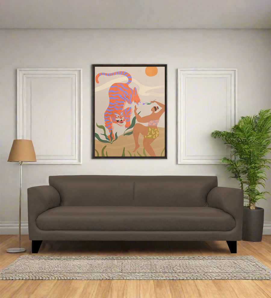 Convi 3 Seater Leatherette Sofa - Peca Brown by Febonic Living