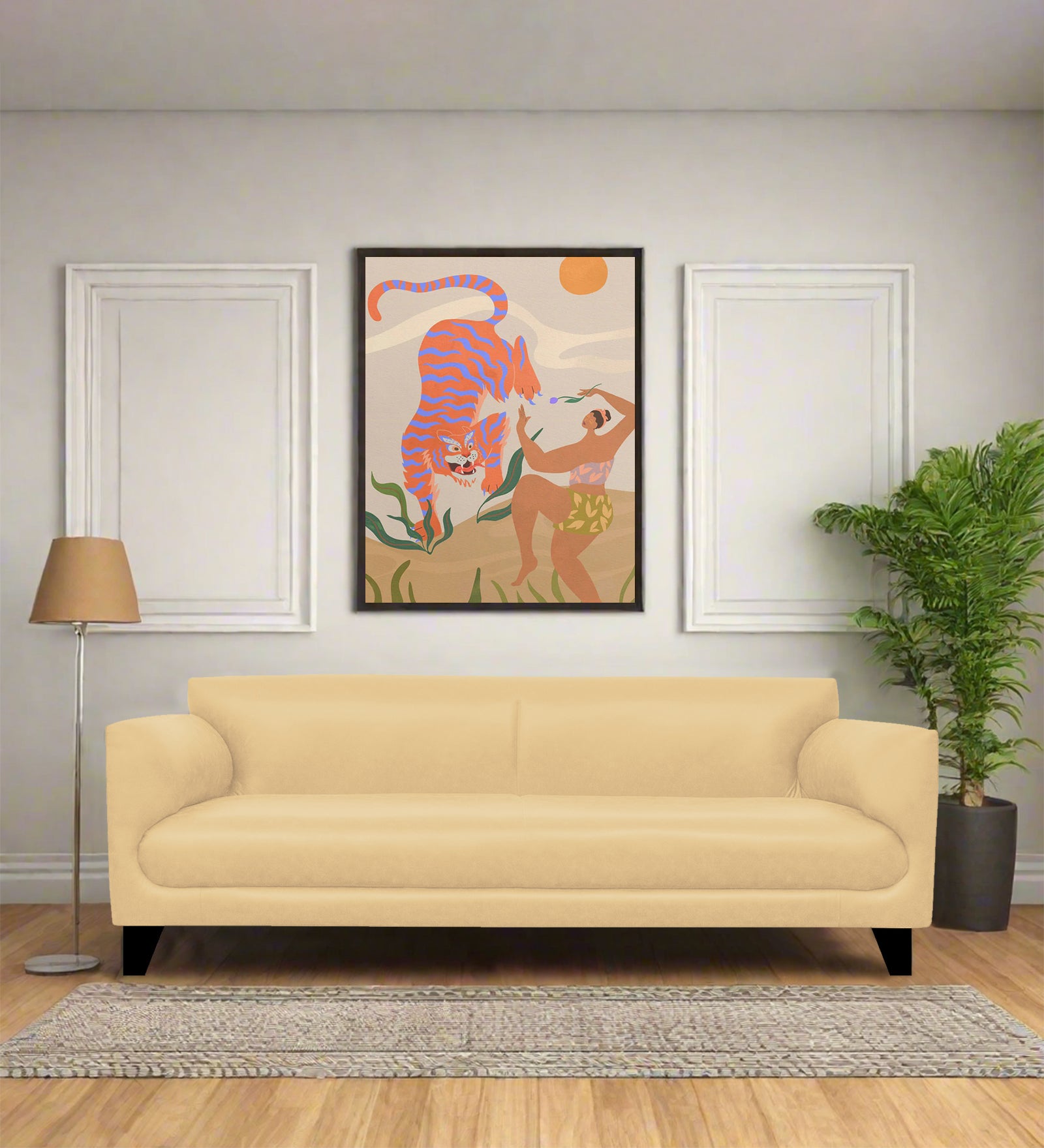Convi Leatherette 3 Seater Sofa in Peach Beige Colour