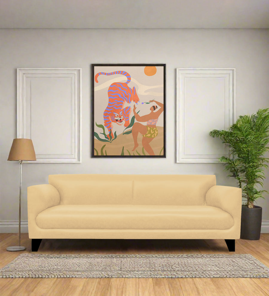Convi 3 Seater Leatherette Sofa - Peach Beige by Febonic Living