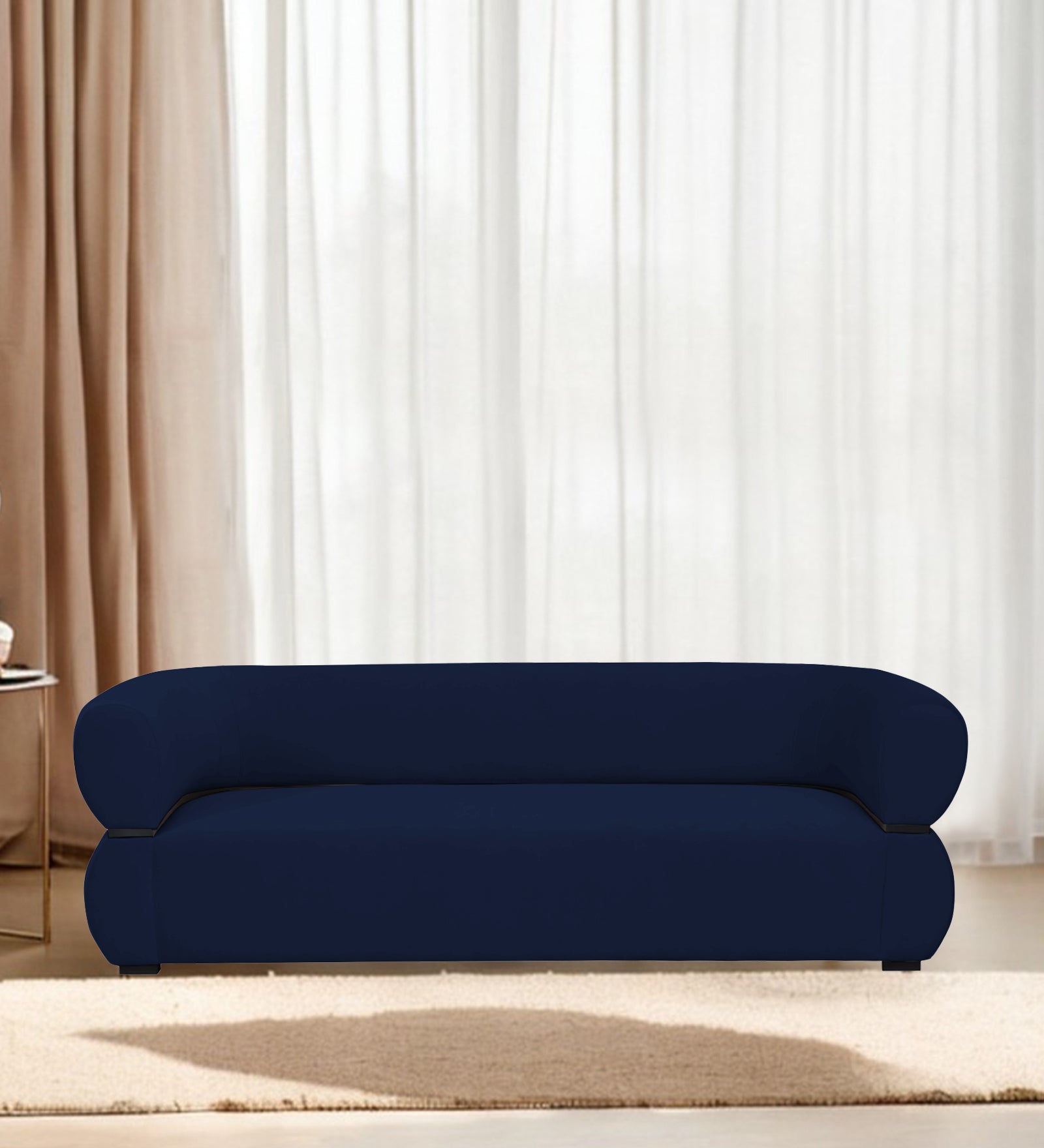 Kula Velvet 3 Seater Sofa In Indigo Blue Colour