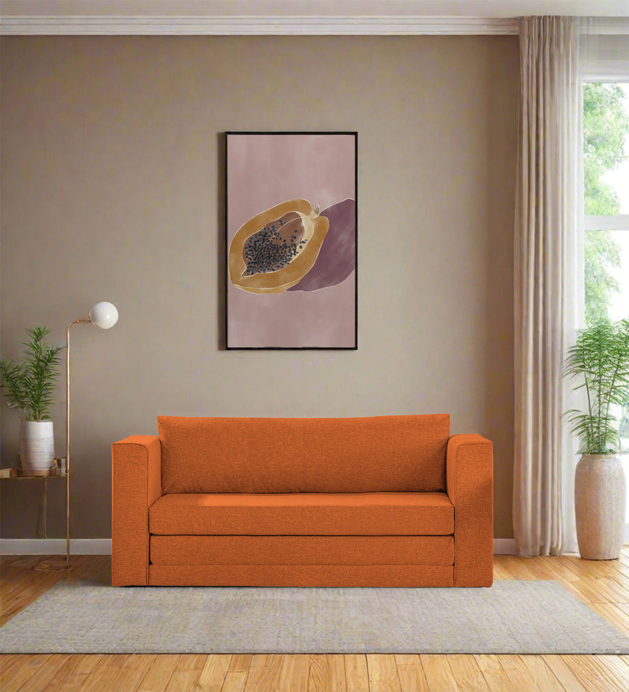 Kenia  3 Seater Foldable  Cum Bed Fabric Sofa - Vivid Orange by Febonic Living