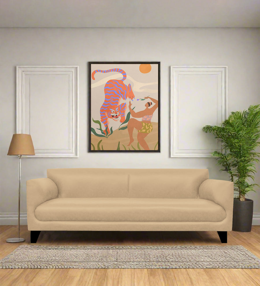 Convi 3 Seater Leatherette Sofa - Corn Beige by Febonic Living
