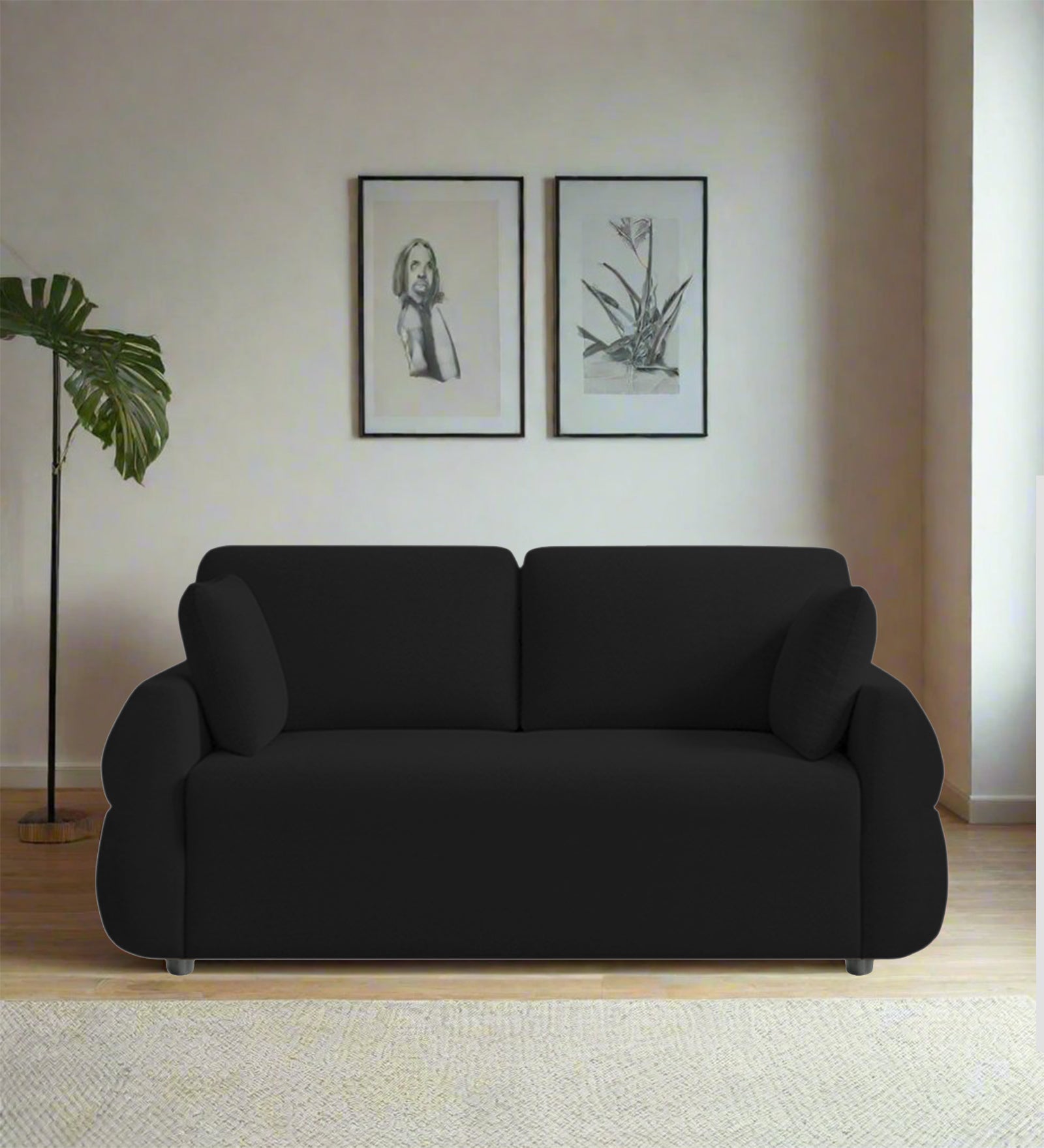 Jack Fabric 2 Seater Sofa In Zed Black Colour