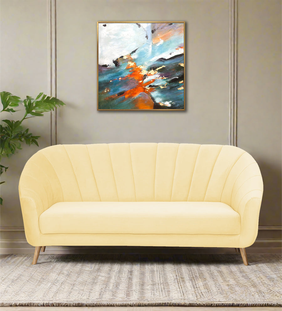 Kaylee 3 Seater Velvet Sofa - Sandy Beige by Febonic Living