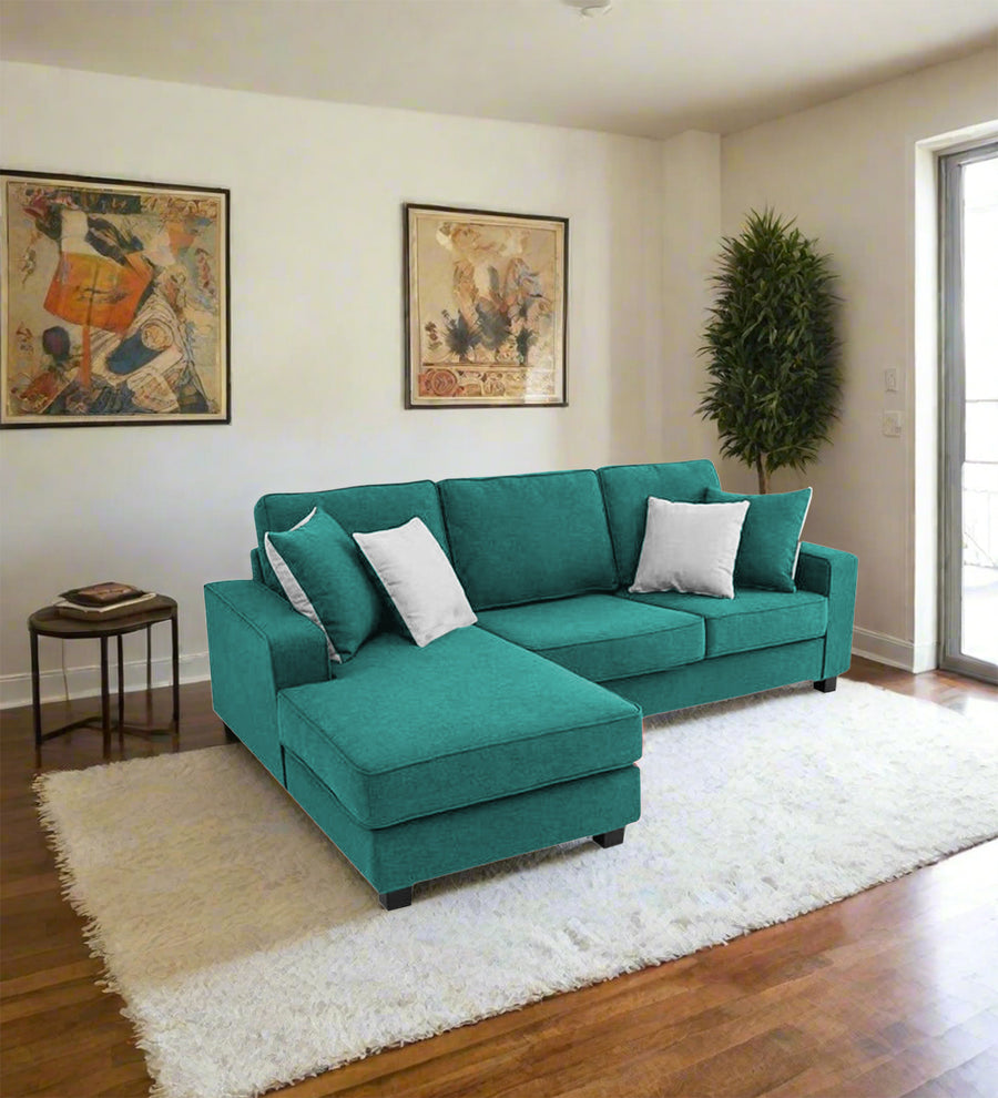 Ladybug  RHS  (2+Lounger) Fabric Sectional Sofa - Sea Green by Febonic Living