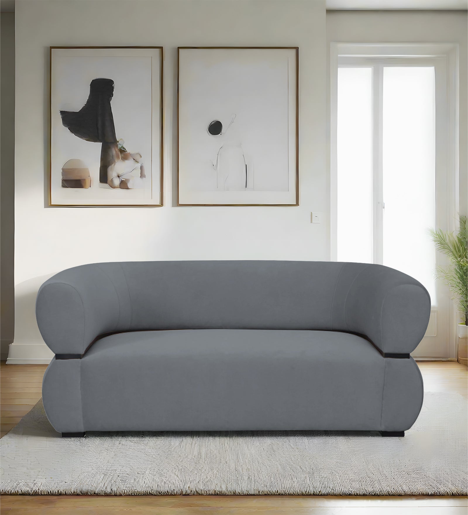 Kula Velvet 2 Seater Sofa In Pubble Grey Colour