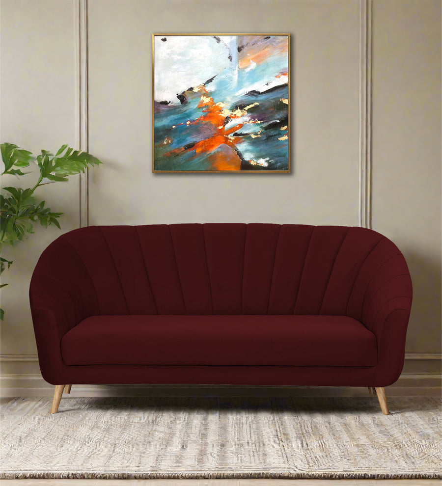 Kaylee 3 Seater Velvet Sofa - Blood Maroon by Febonic Living
