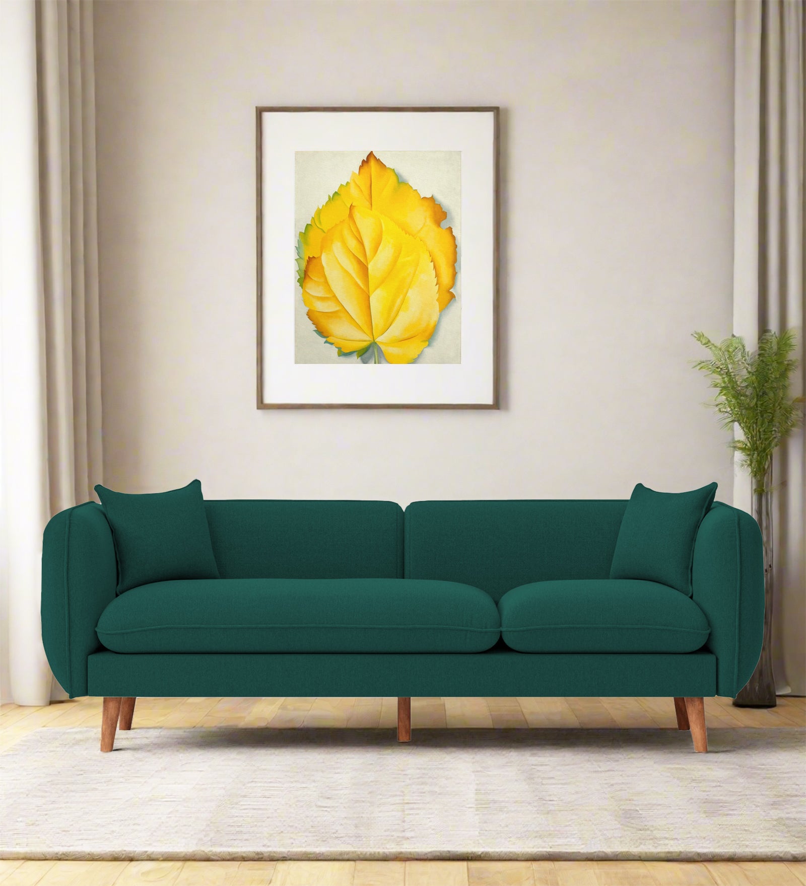 Reva Fabric 3 Seater Sofa In Sage Green Colour - Febonic Living