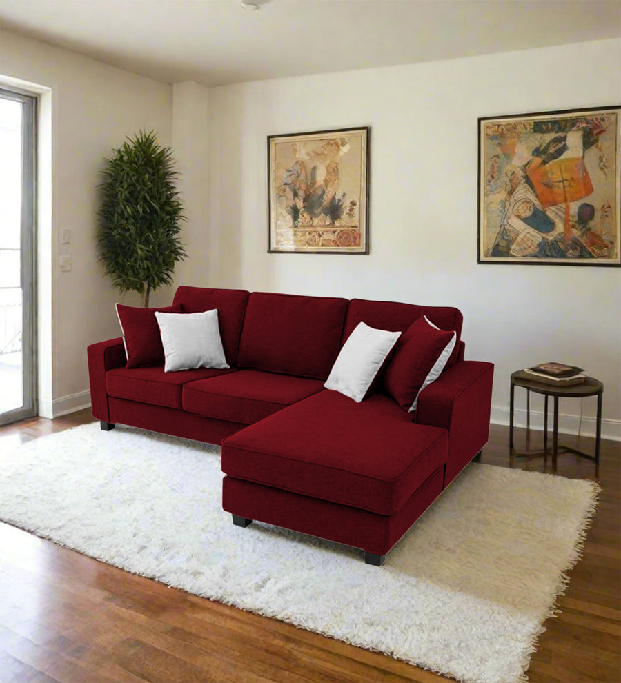 Ladybug  LHS  (2+Lounger) Fabric Sectional Sofa - Ruby Red by Febonic Living