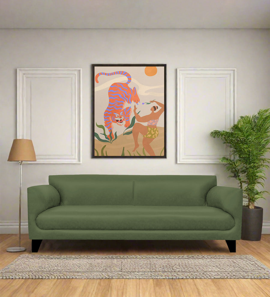 Convi 3 Seater Leatherette Sofa - Moss Green by Febonic Living