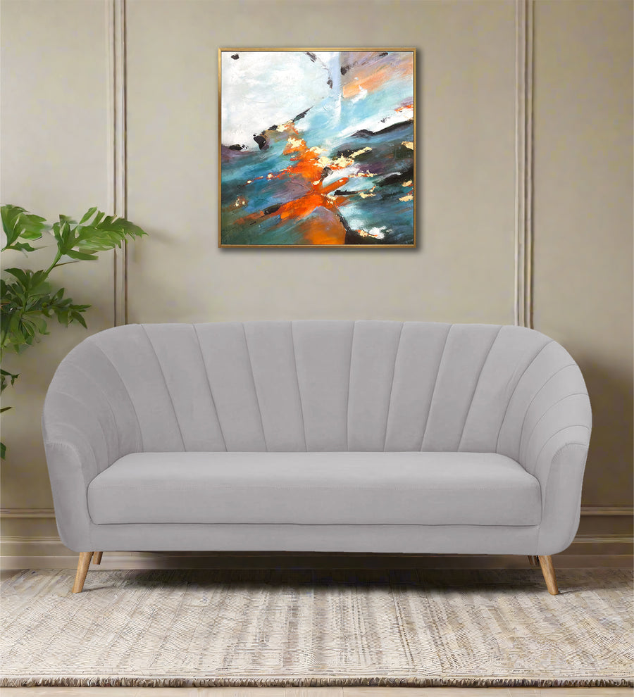 Kaylee 3 Seater Velvet Sofa - Concrete grey by Febonic Living