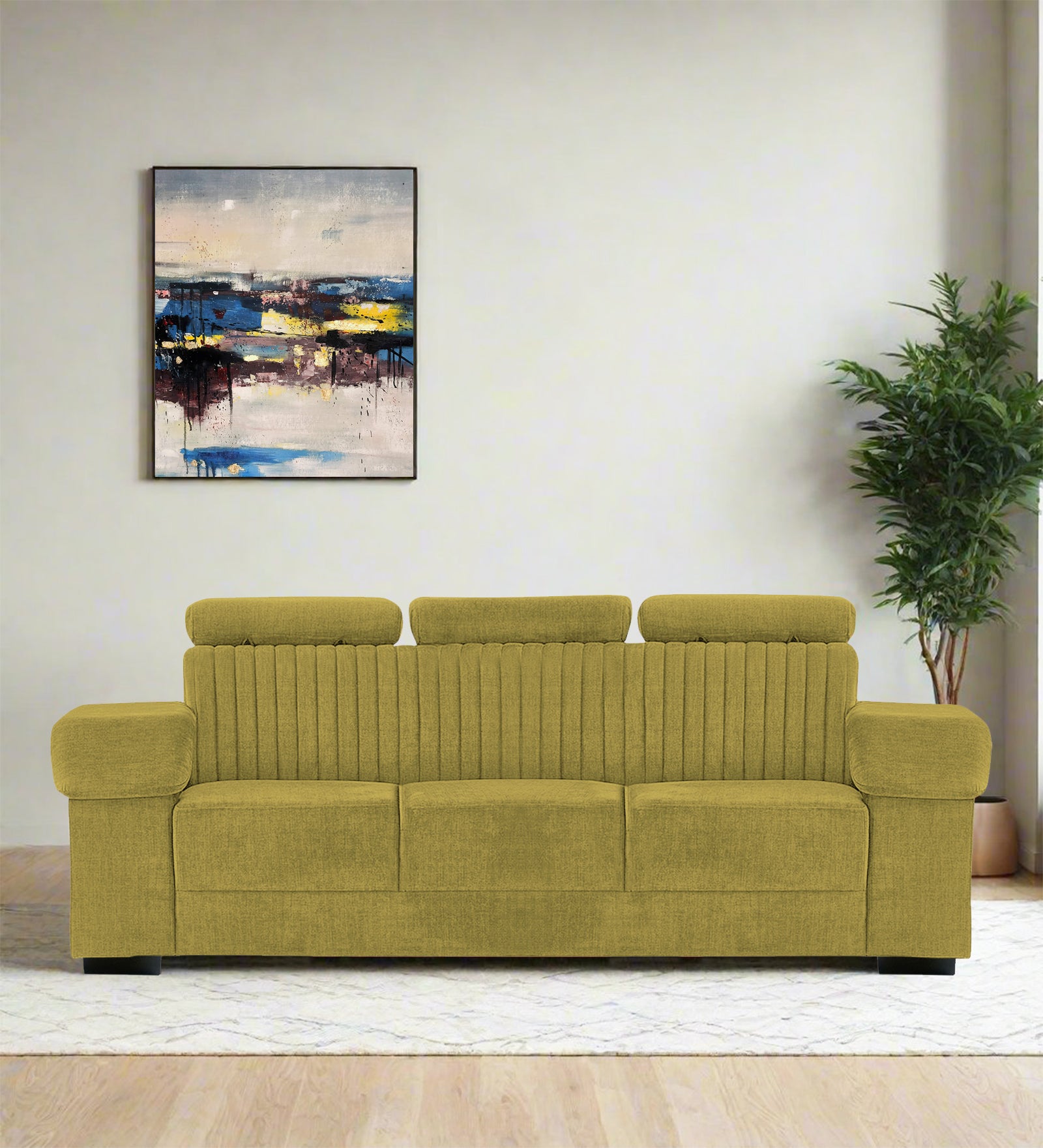 Draco Fabric 3 Seater Sofa In Parrot Green Colour