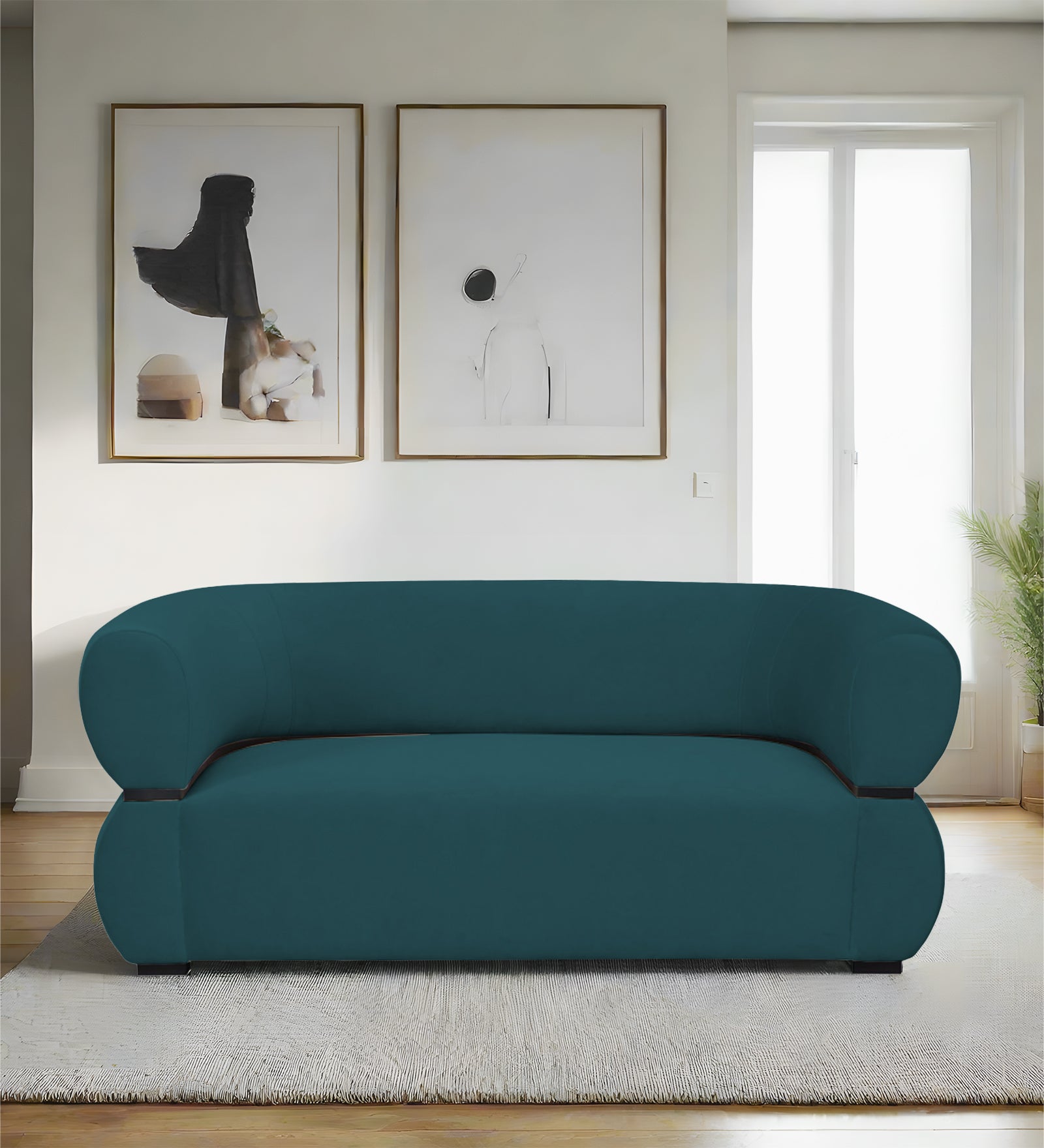 Kula Velvet 2 Seater Sofa In Arabian Green Colour