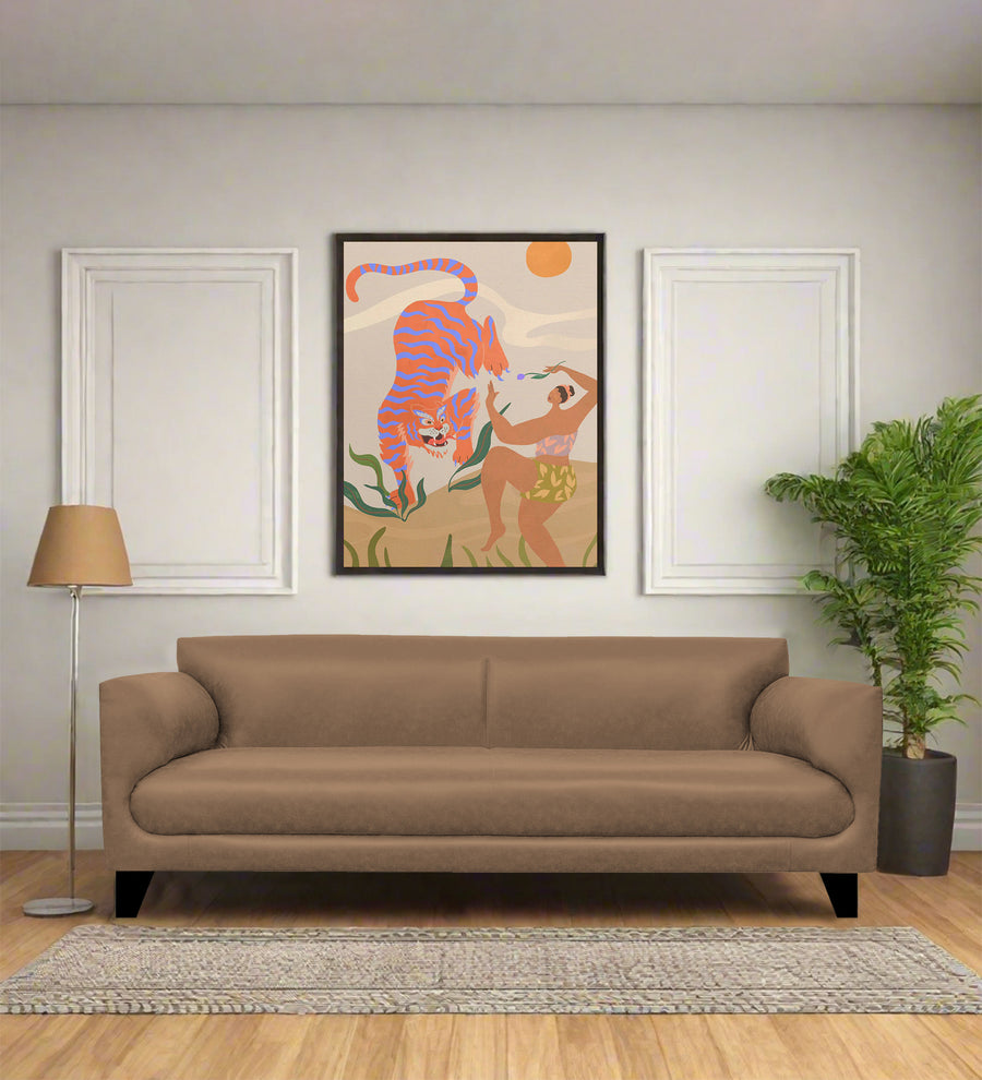 Convi 3 Seater Leatherette Sofa - Husky Brown by Febonic Living