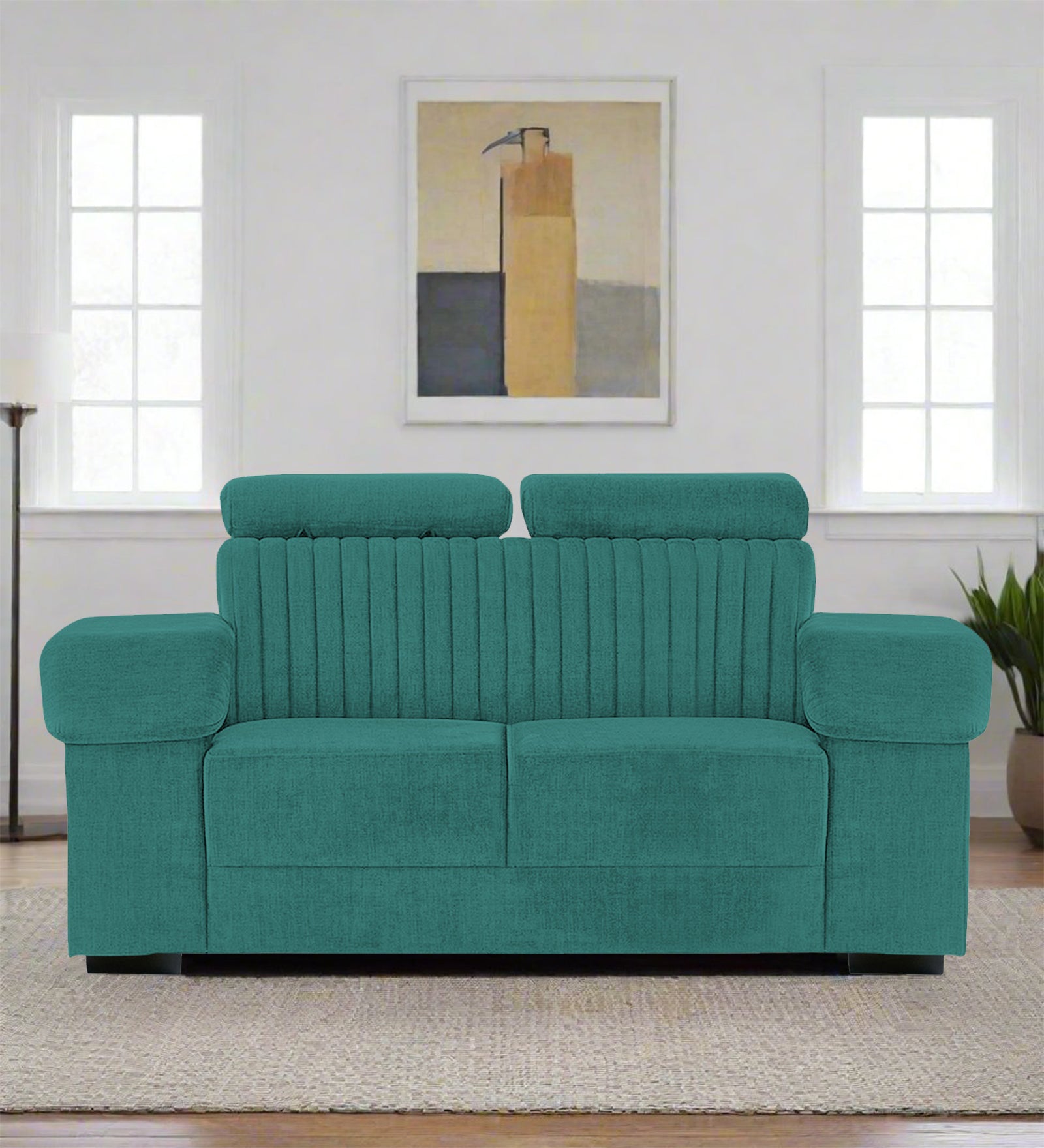 Draco Fabric 2 Seater Sofa In Sea Green Colour