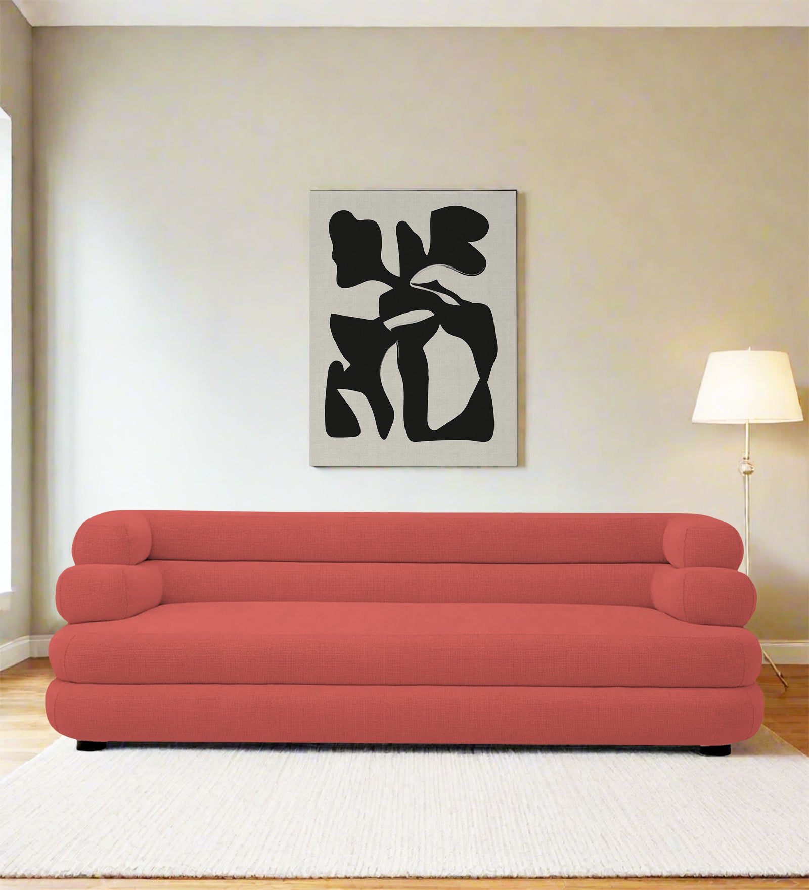 Wener Fabric 3 Seater Sofa in Salmon Pink Colour