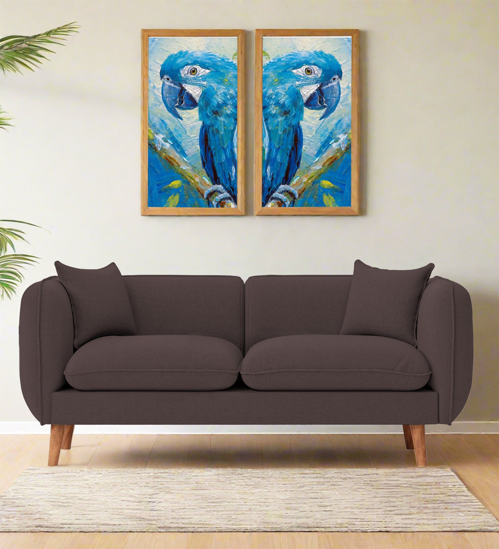 Reva Fabric 2 Seater Sofa In Night Brown Colour - Febonic Living