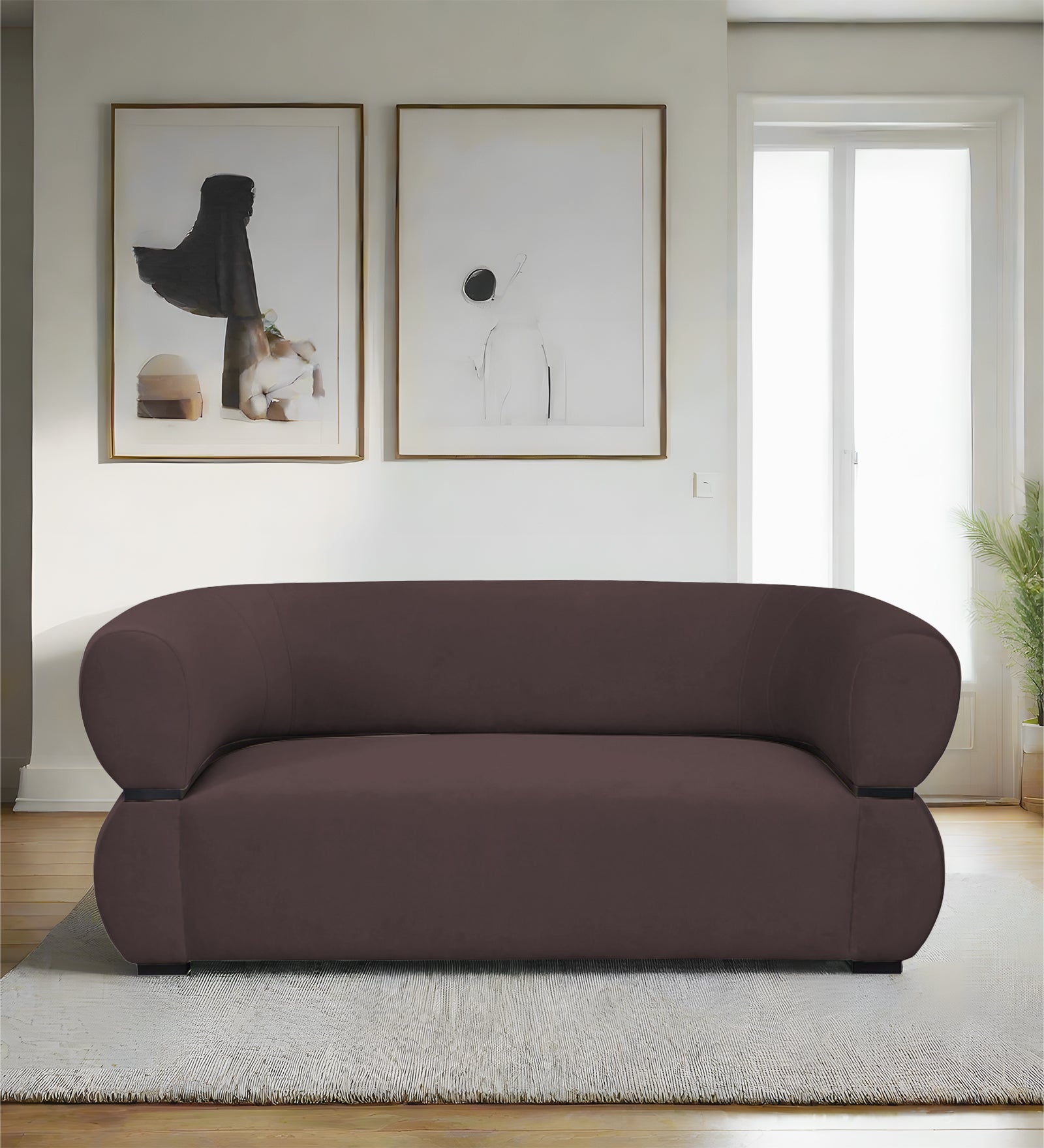 Kula Velvet 2 Seater Sofa In Mocha Brown Colour