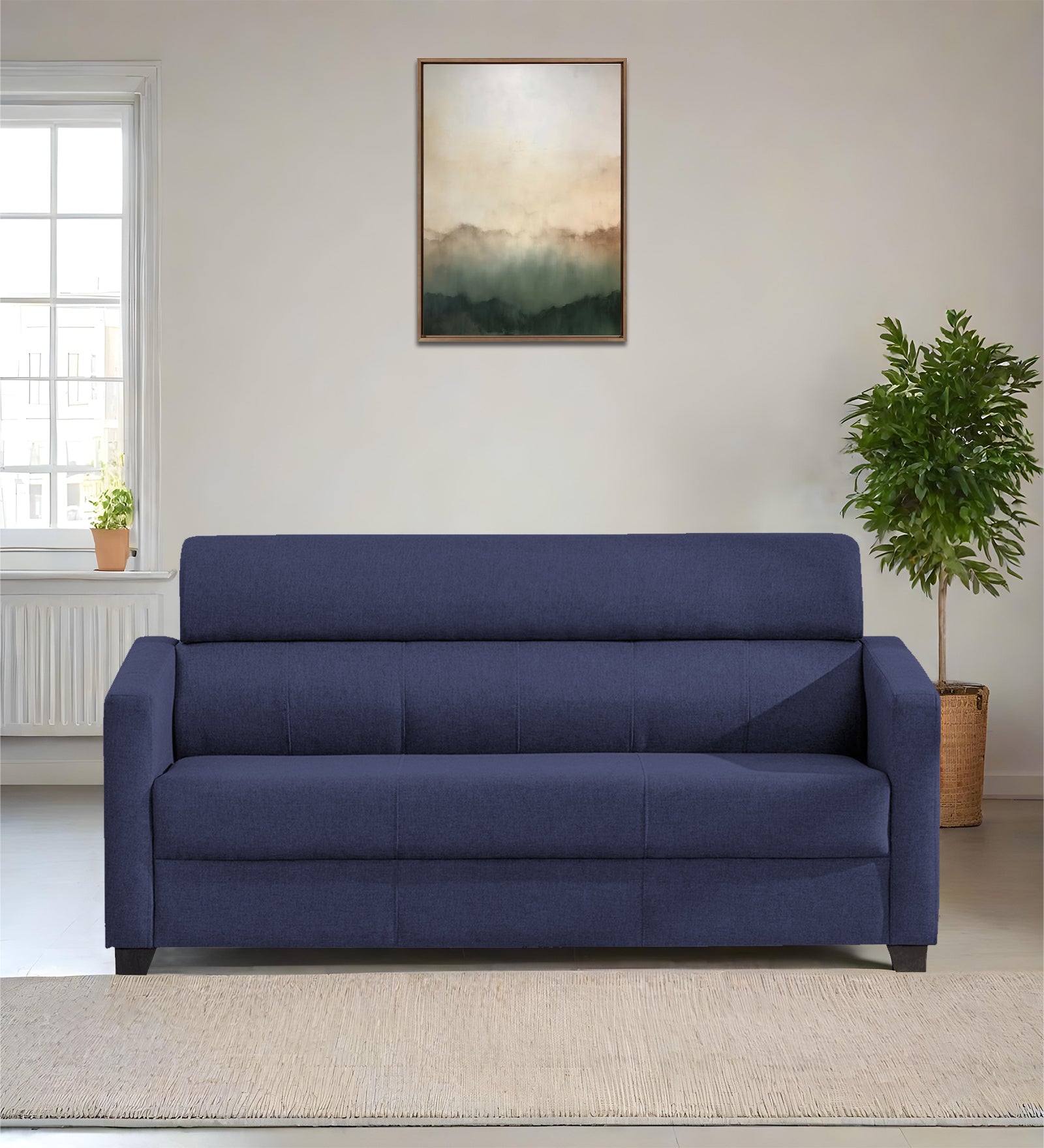 Devo Fabric 3 Seater Sofa in Slate Blue Colour