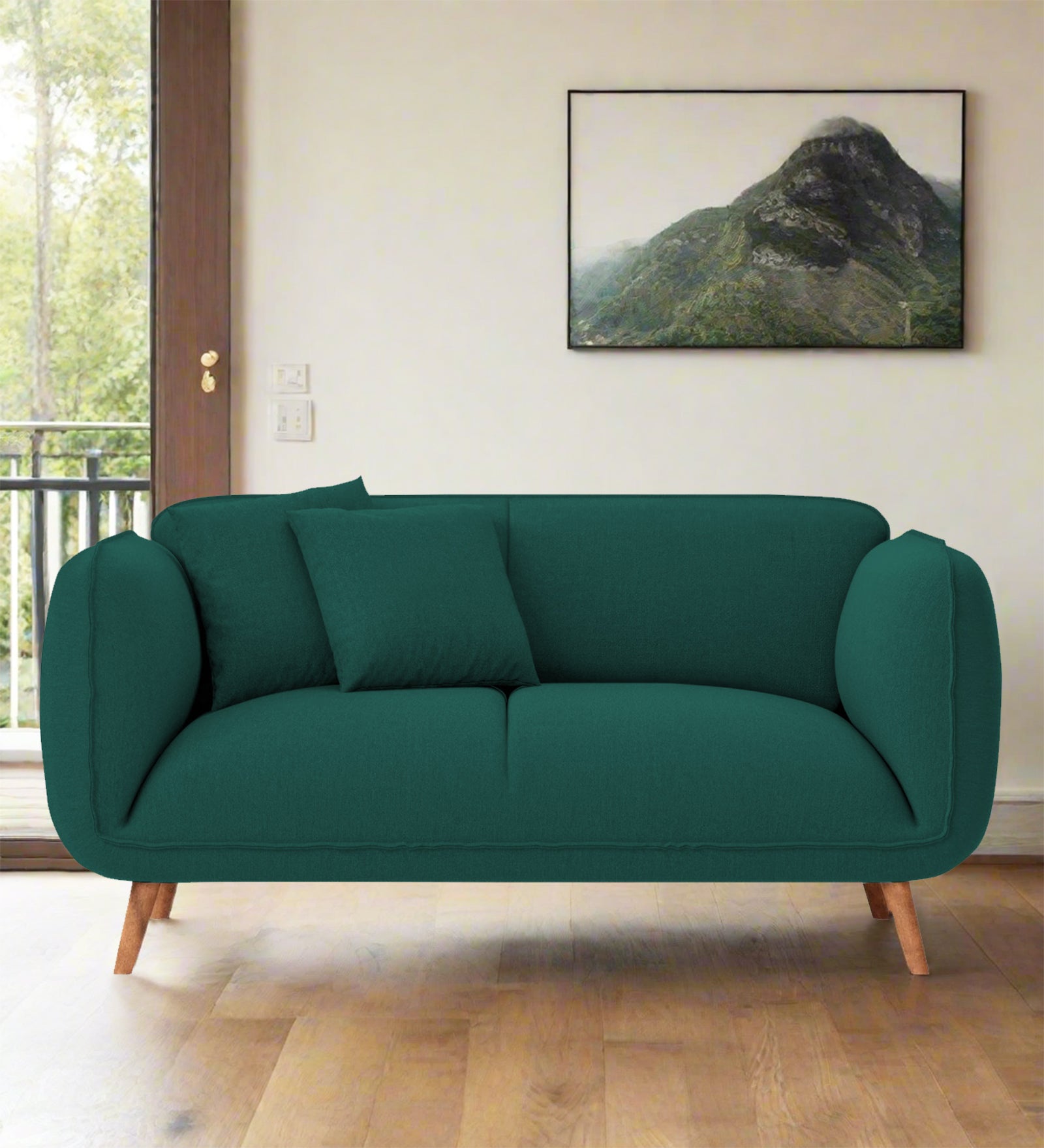 Zia Fabric 2 Seater Sofa In Sage Green Colour