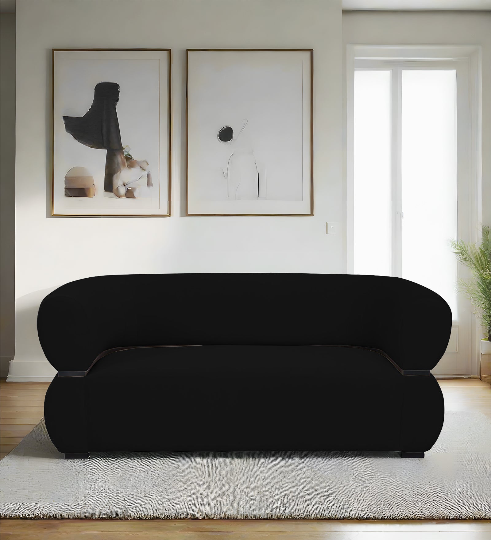 Kula Velvet 2 Seater Sofa In Adam Black Colour