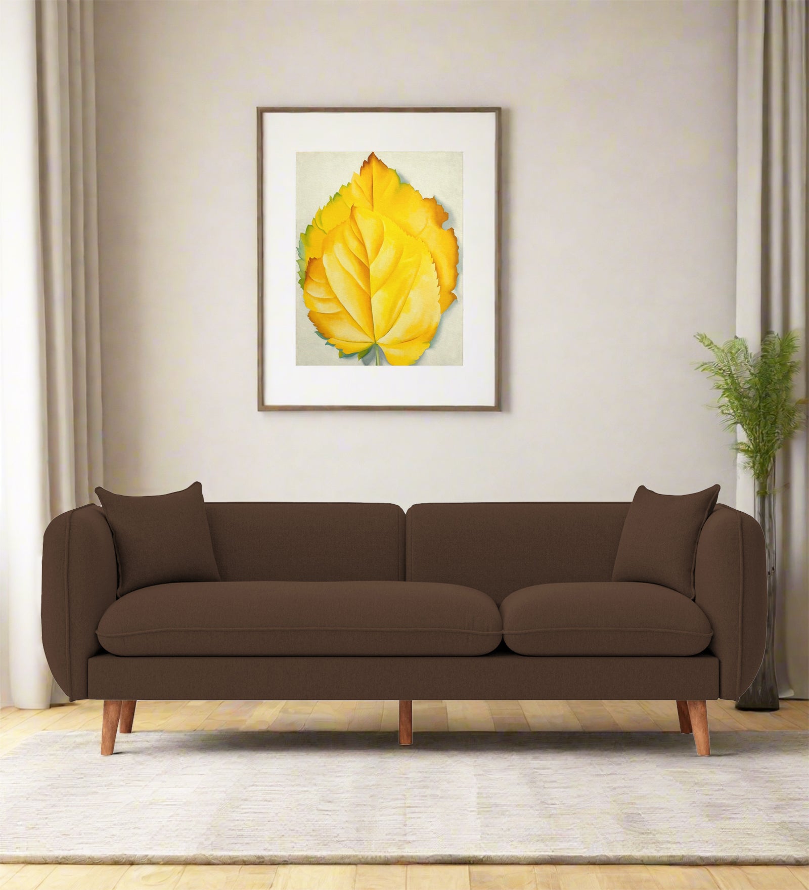 Reva Fabric 3 Seater Sofa In Ash Brown Colour - Febonic Living